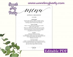 Calligraphy menu cards template, Modern menu card template, (27a)